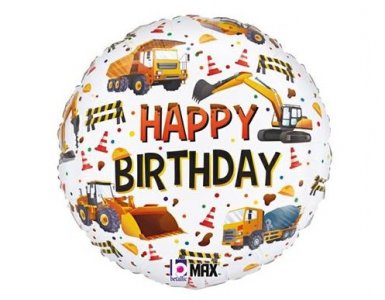 Happy Birthday Construction Foil Balloon (45cm)