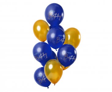 Happy Birthday Elegant True Blue Latex Balloons (12pcs)