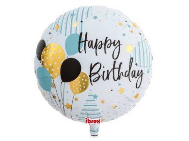 Happy Birthday with Balloons Foil Extra Float Balloon (35cm)