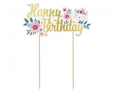 Happy Birthday Γατούλα Διακοσμητικό για Την Τούρτα (19εκ)