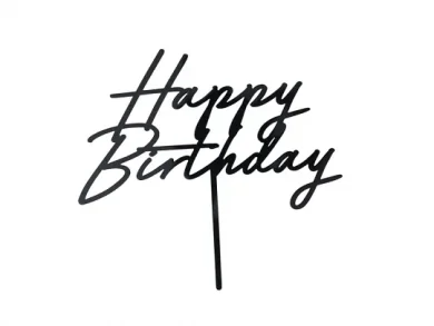 Happy Birthday Acrylic Black Cake Topper (16,5cm)