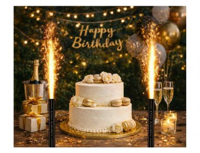 Happy Birthday Black Ice Fountain for The Cake (1pc)