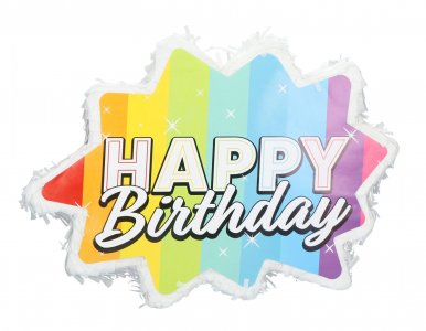 Happy Birthday Ουράνιο Τόξο Πινιάτα (38εκ x 28εκ)