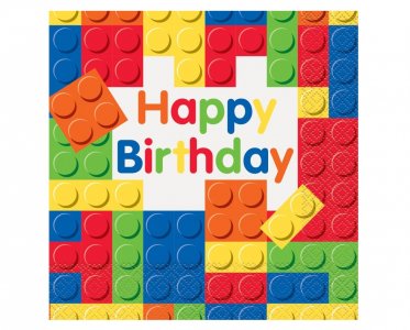 Πολύχρωμα Τουβλάκια Happy Birthday Χαρτοπετσέτες (16τμχ)