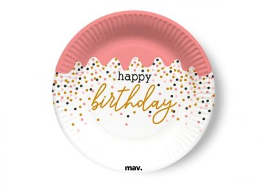 Happy Birthday Rose Confetti Small Paper Plates (8pcs)