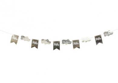 Happy Birthday Gold Garland with White Letters (3m)