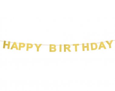 Happy Birthday Gold Glitter Letter Garland (225cm)