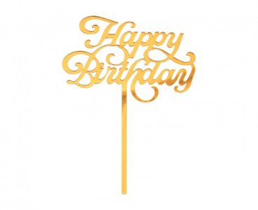 Happy Birthday Gold Acrylic Cake Topper