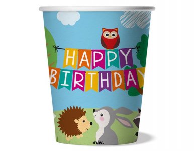 Happy Birthday Wooldland Paper Cups (8pcs)