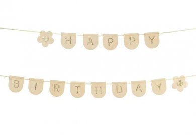 Happy Birthday Peach Garland with Gold Letters (300cm)