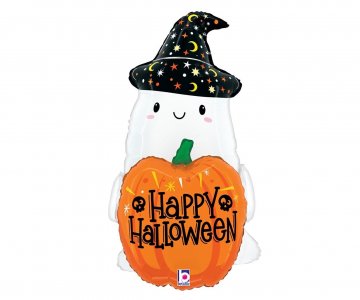 Happy Halloween Φάντασμα με Κολοκύθα Super Shape Foil Μπαλόνι (69εκ)