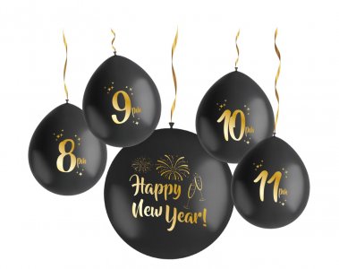 Happy New Year Αντίστροφη Μέτρηση Λάτεξ Μπαλόνια (5τμχ)