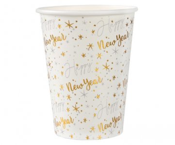 Happy New Year White Paper Cups (10pcs)