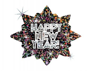 Happy New Year Αστέρι με Πυροτεχνήματα Foil Μπαλόνι (74εκ)