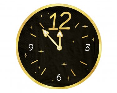 Happy New Year Clock Round Shaped Napkins (10pcs)