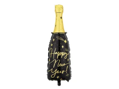 Happy New Year Μαύρο Μπουκάλι Super Shape Μπαλόνι (88εκ)