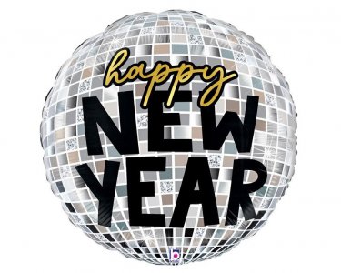 Happy New Year Ντισκόμπαλα Foil Μπαλόνι (90εκ)