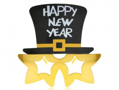 Happy New Year Plastic Glasses in Gold and Black