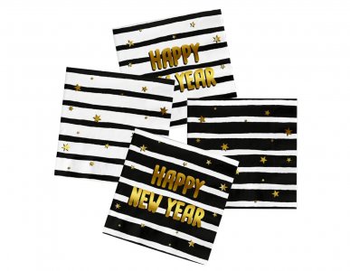Happy New Year Striped Luncheon Napkins (20pcs)
