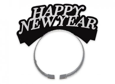Happy New Year Headbands with Silver Print (4pcs)