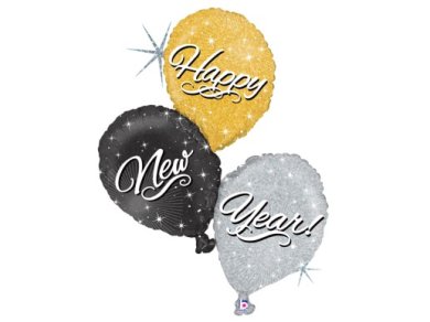 Happy New Year Supershape Trio Foil Balloon (102cm)