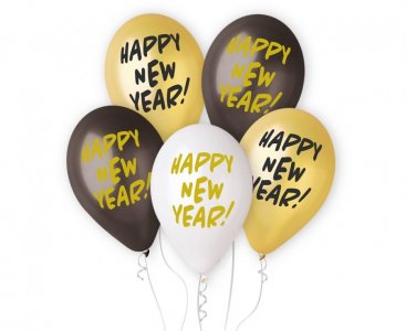 Happy New Year Τυπωμένα Λάτεξ Μπαλόνια (5τμχ)