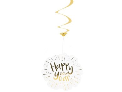 Happy New Year Gold Swirl Decorations (2pcs)