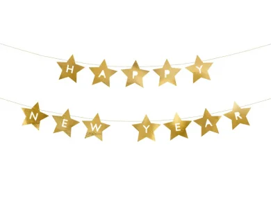 Happy New Year Gold Stars Garland (290cm)