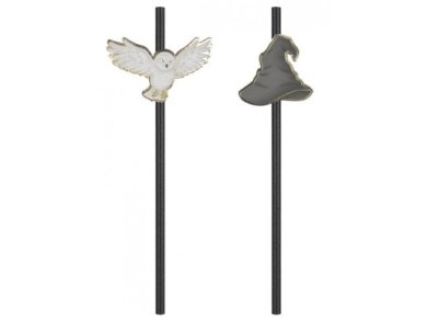 Harry Potter Black Paper Straws with The Wizard Hat and The Owl (10pcs)