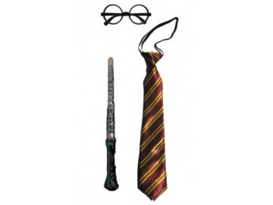 Harry Potter Kit with the Glasses, the Tie and the Magic Wand (3pcs)
