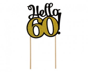 Hello 60 Cake Topper (10x19cm)
