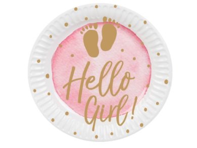 Hello Girl and Little Toes Small Paper Plates (6pcs)