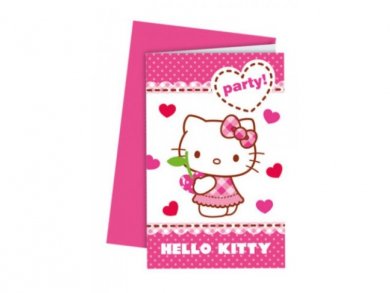 Hello Kitty Προσκλήσεις 6τμχ