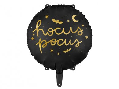Hocus Pocus Black Round Foil Balloon with Gold Letters (45cm)