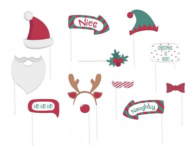 Holly Jolly Photo Booth Props for Christmas (12pcs)