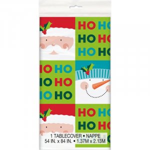 Holly Santa Plastic Tablecover Party Supplies For Christmas