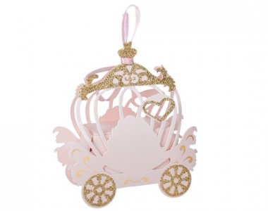 Princess Carriage Treat Boxes with Gold Glitter (8pcs)