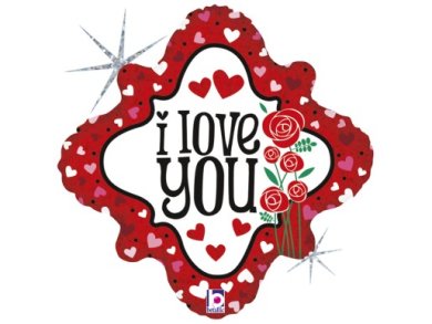 I Love You Καρδιές και Τριαντάφυλλα Foil Μπαλόνι (42εκ)