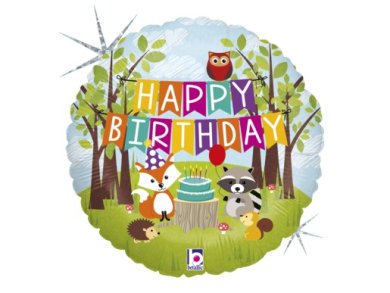 Forest Animals Happy Birthday Foil Balloon (46cm)