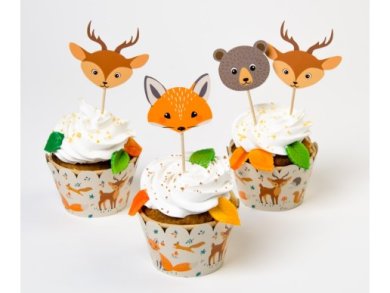 Forest Animals Cupcake Wrappers and Toppers (12 pcs)