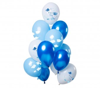 It's a Boy with Clouds Latex Balloons (12pcs)