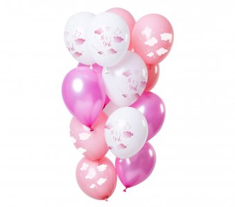 It's a Girl with Clouds Latex Balloons (12pcs)