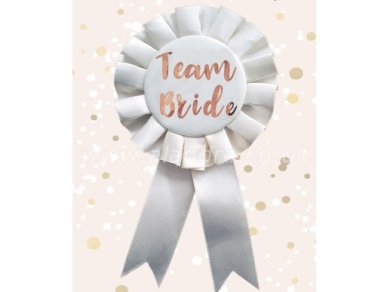 Ivory Team Bride Rosette with Rose Gold Print