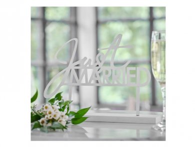 Just Married White Metallic Table Decoration