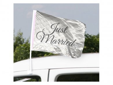 Just Married Wedding Car Flags (2pcs)