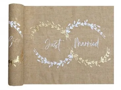 Just Married Table Runner in Natural Color (28cm x 300cm)
