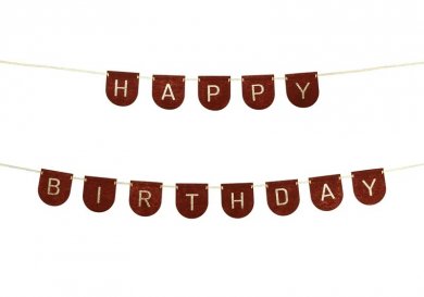 Καφέ Γιρλάντα με Χρυσά Γράμματα Happy Birthday (300εκ)