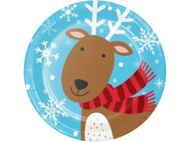 Welcome Winter Small Paper Plates with The Reindeer (8pcs)
