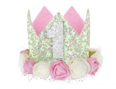 Crown Shape Little Hat with Flowers and number 1