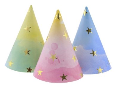 Pastel Colors Party Hats with Gold Stars (6pcs)